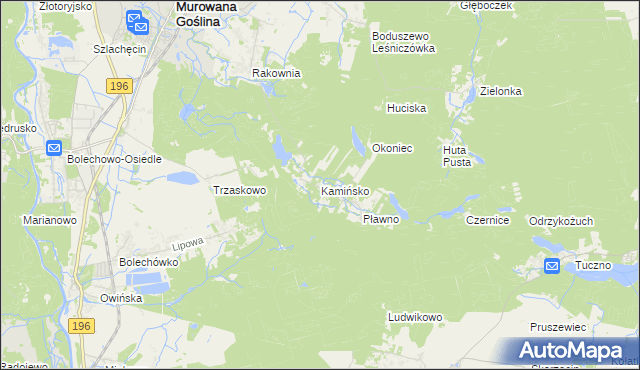 mapa Kamińsko gmina Murowana Goślina, Kamińsko gmina Murowana Goślina na mapie Targeo