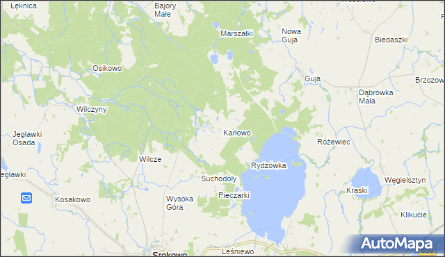 mapa Karłowo gmina Węgorzewo, Karłowo gmina Węgorzewo na mapie Targeo