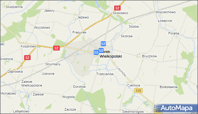 mapa Karolew gmina Borek Wielkopolski, Karolew gmina Borek Wielkopolski na mapie Targeo