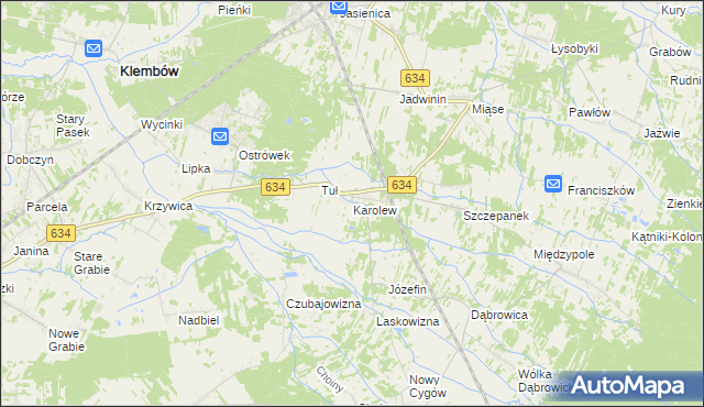 mapa Karolew gmina Klembów, Karolew gmina Klembów na mapie Targeo