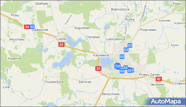 mapa Karolewice, Karolewice na mapie Targeo