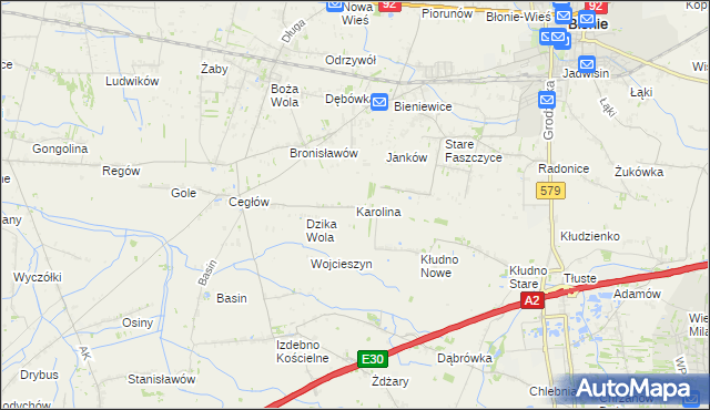 mapa Karolina gmina Baranów, Karolina gmina Baranów na mapie Targeo