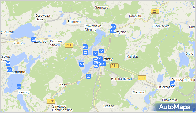 mapa Kartuzy, Kartuzy na mapie Targeo