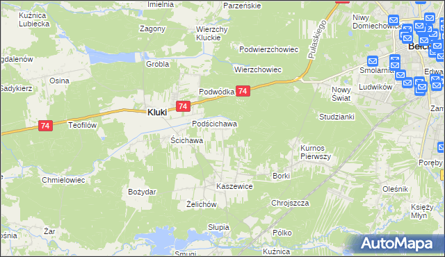 mapa Kaszewice-Kolonia, Kaszewice-Kolonia na mapie Targeo