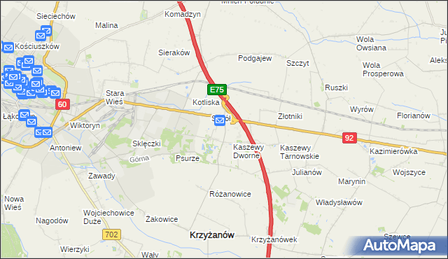 mapa Kaszewy Kościelne, Kaszewy Kościelne na mapie Targeo