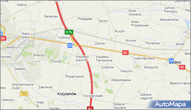 mapa Kaszewy Tarnowskie, Kaszewy Tarnowskie na mapie Targeo