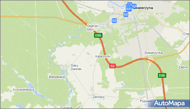 mapa Katarzynki gmina Bledzew, Katarzynki gmina Bledzew na mapie Targeo