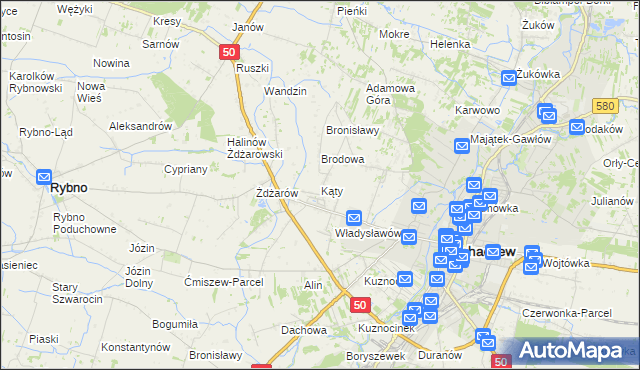 mapa Kąty gmina Sochaczew, Kąty gmina Sochaczew na mapie Targeo