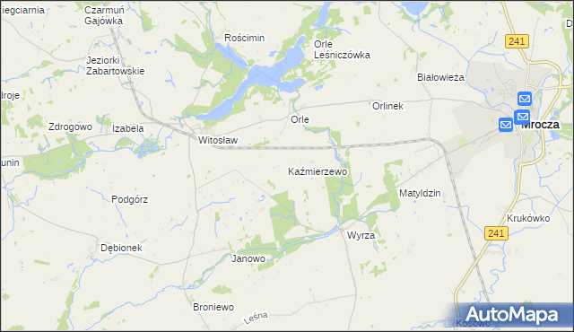 mapa Kaźmierzewo gmina Mrocza, Kaźmierzewo gmina Mrocza na mapie Targeo