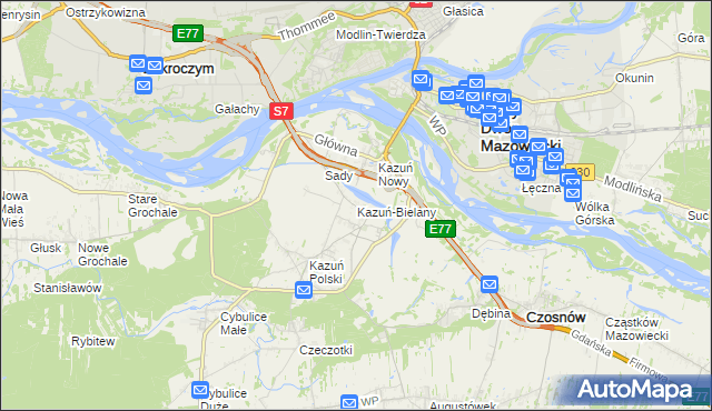 mapa Kazuń-Bielany, Kazuń-Bielany na mapie Targeo