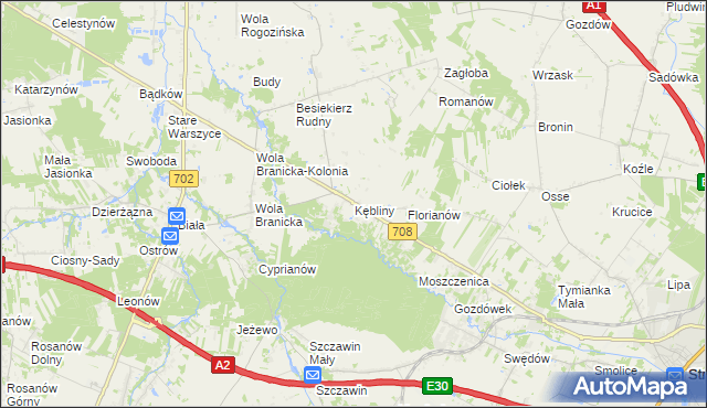 mapa Kębliny, Kębliny na mapie Targeo