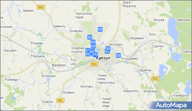 mapa Kętrzyn, Kętrzyn na mapie Targeo