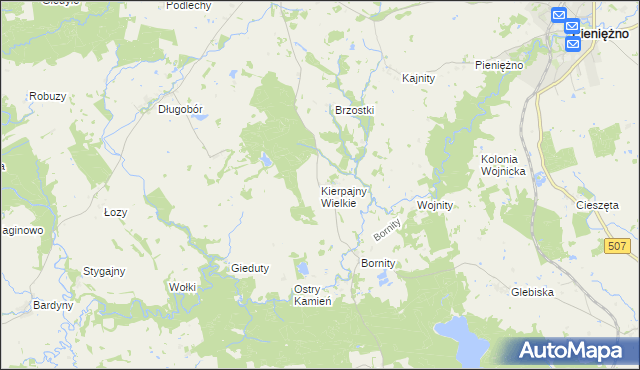 mapa Kierpajny Wielkie, Kierpajny Wielkie na mapie Targeo