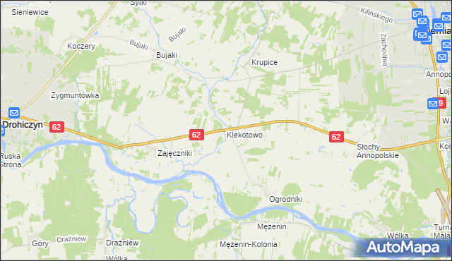 mapa Klekotowo gmina Siemiatycze, Klekotowo gmina Siemiatycze na mapie Targeo