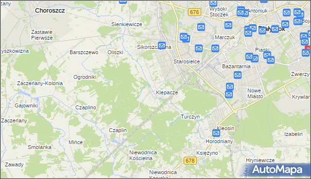 mapa Klepacze gmina Choroszcz, Klepacze gmina Choroszcz na mapie Targeo