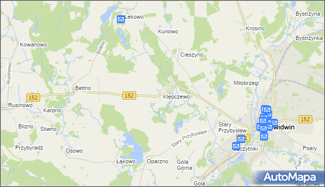 mapa Klępczewo, Klępczewo na mapie Targeo