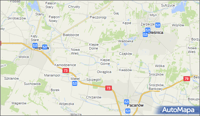 mapa Klępie Górne, Klępie Górne na mapie Targeo