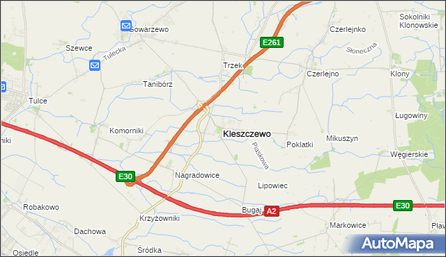 mapa Kleszczewo powiat poznański, Kleszczewo powiat poznański na mapie Targeo