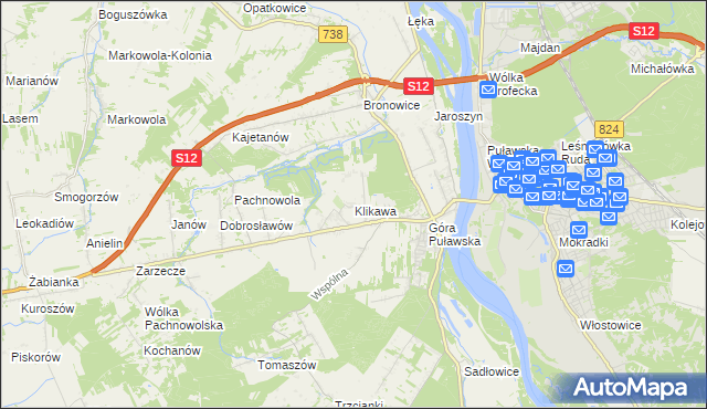 mapa Klikawa, Klikawa na mapie Targeo