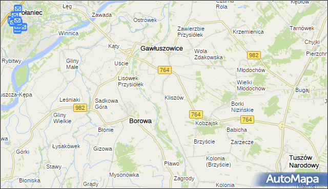 mapa Kliszów gmina Gawłuszowice, Kliszów gmina Gawłuszowice na mapie Targeo