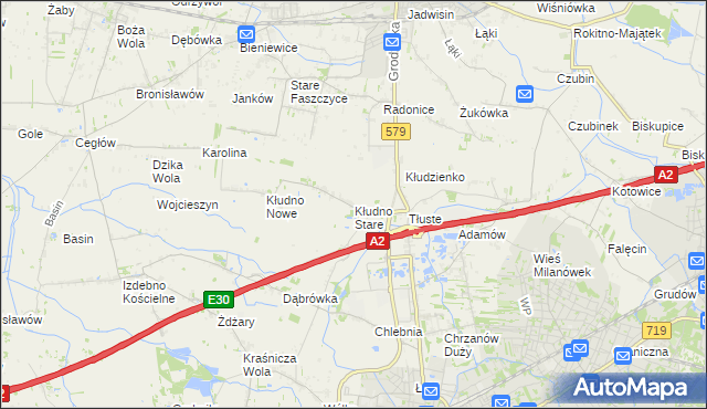 mapa Kłudno Stare, Kłudno Stare na mapie Targeo