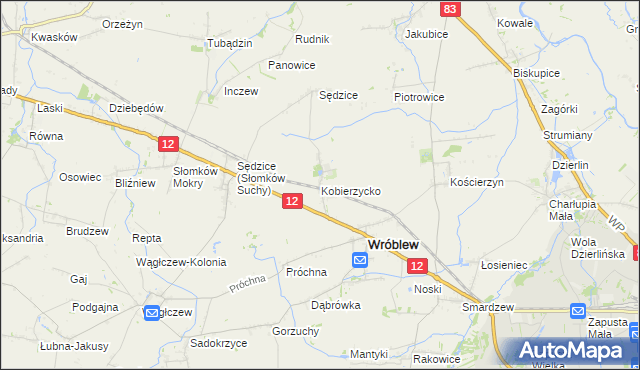 mapa Kobierzycko, Kobierzycko na mapie Targeo