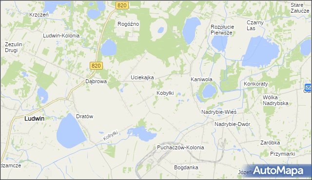 mapa Kobyłki gmina Ludwin, Kobyłki gmina Ludwin na mapie Targeo
