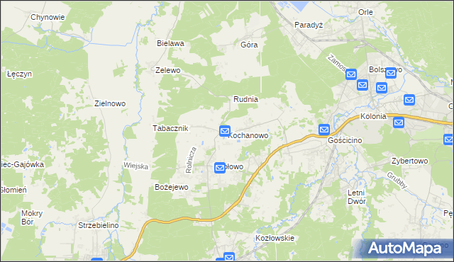 mapa Kochanowo gmina Luzino, Kochanowo gmina Luzino na mapie Targeo