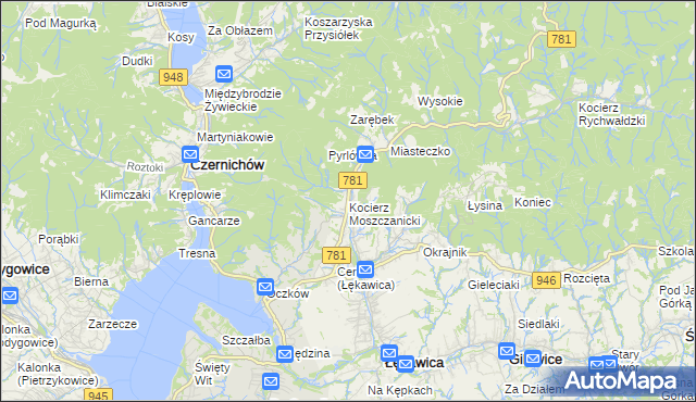 mapa Kocierz Moszczanicki, Kocierz Moszczanicki na mapie Targeo