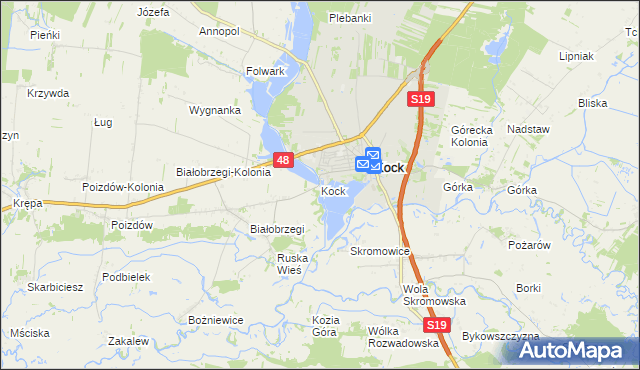 mapa Kock powiat lubartowski, Kock powiat lubartowski na mapie Targeo