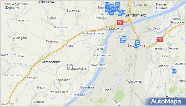 mapa Koćmierzów, Koćmierzów na mapie Targeo