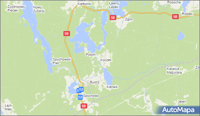 mapa Koczek, Koczek na mapie Targeo