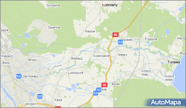 mapa Kolanowice, Kolanowice na mapie Targeo