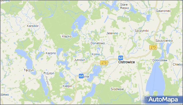 mapa Kolno gmina Ostrowice, Kolno gmina Ostrowice na mapie Targeo