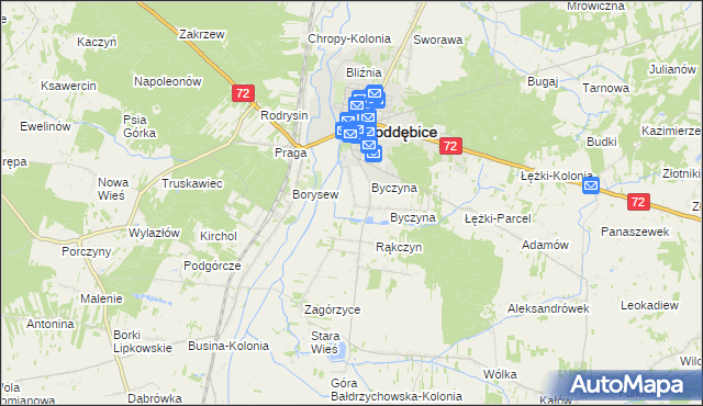 mapa Kolonia Byczyna, Kolonia Byczyna na mapie Targeo