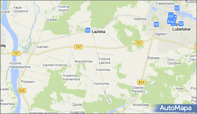 mapa Kolonia Łaziska gmina Łaziska, Kolonia Łaziska gmina Łaziska na mapie Targeo