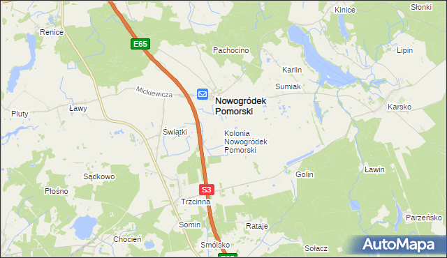 mapa Kolonia Nowogródek Pomorski, Kolonia Nowogródek Pomorski na mapie Targeo