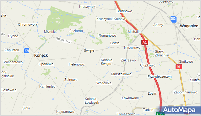 mapa Kolonia Święte, Kolonia Święte na mapie Targeo