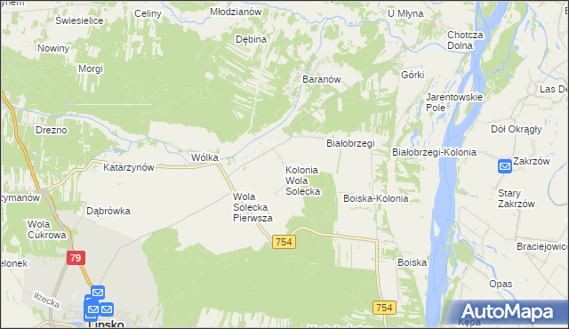 mapa Kolonia Wola Solecka, Kolonia Wola Solecka na mapie Targeo