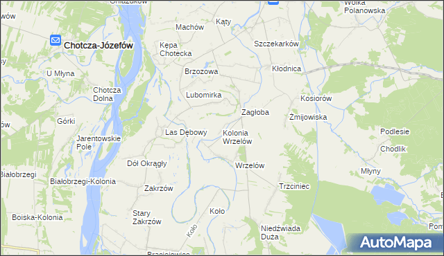 mapa Kolonia Wrzelów, Kolonia Wrzelów na mapie Targeo