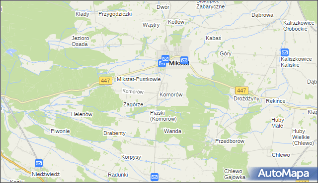 mapa Komorów gmina Mikstat, Komorów gmina Mikstat na mapie Targeo