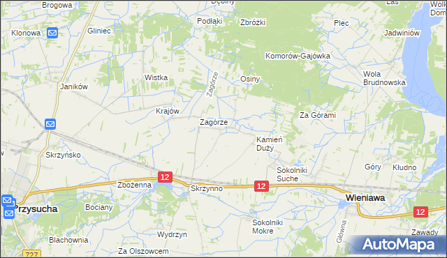 mapa Komorów gmina Wieniawa, Komorów gmina Wieniawa na mapie Targeo