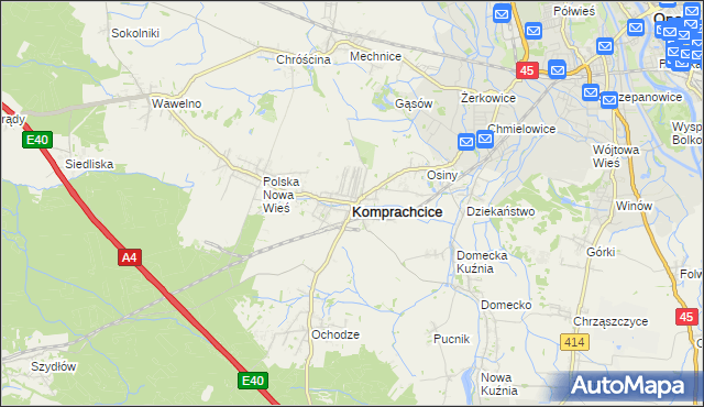 mapa Komprachcice, Komprachcice na mapie Targeo