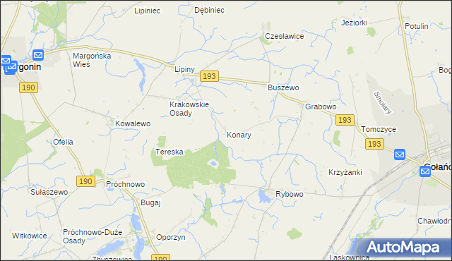 mapa Konary gmina Gołańcz, Konary gmina Gołańcz na mapie Targeo