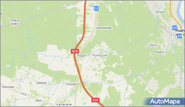 mapa Kończyce gmina Nisko, Kończyce gmina Nisko na mapie Targeo