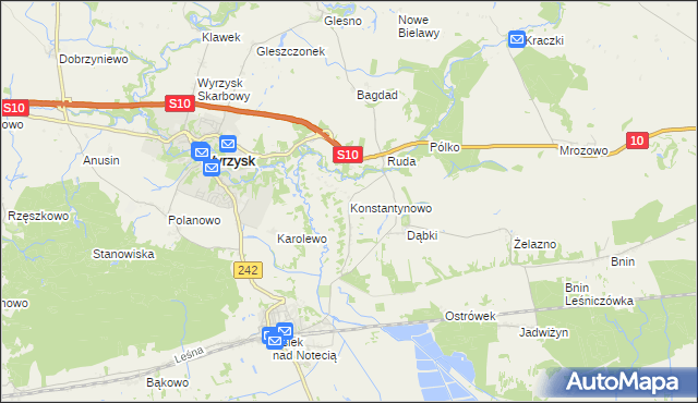 mapa Konstantynowo gmina Wyrzysk, Konstantynowo gmina Wyrzysk na mapie Targeo