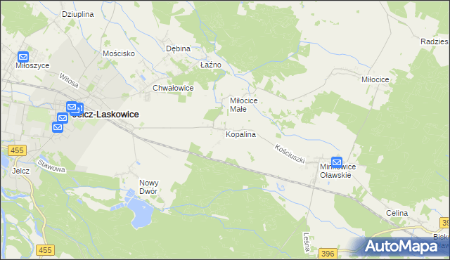 mapa Kopalina gmina Jelcz-Laskowice, Kopalina gmina Jelcz-Laskowice na mapie Targeo