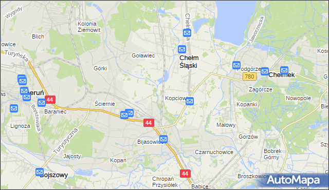 mapa Kopciowice, Kopciowice na mapie Targeo