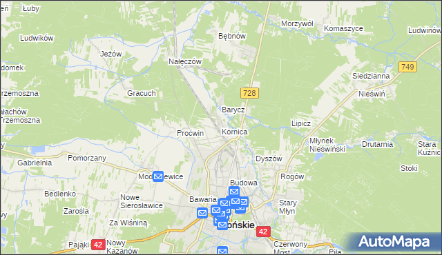 mapa Kornica, Kornica na mapie Targeo