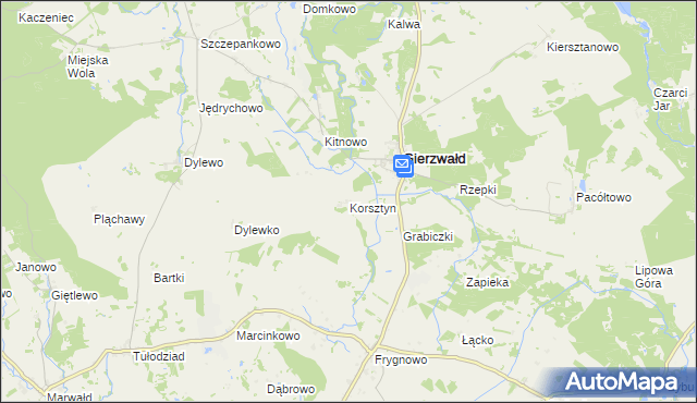 mapa Korsztyn, Korsztyn na mapie Targeo